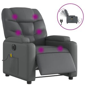 vidaXL Massagestoel verstelbaar elektrisch kunstleer grijs