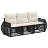 vidaXL Tuinbankenset 3 st Zwart en Cream Wit poly rattan