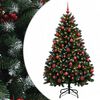 vidaXL Kunstkerstboom groen met kerstbal 150 cm 150 LED's Warmwit