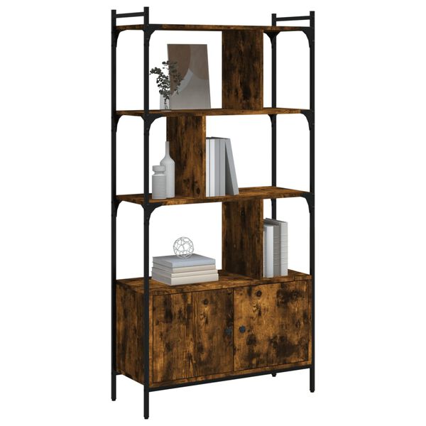 vidaXL Boekenkast met deuren 76,5x30x154,5 cm hout gerookt eikenkleur