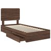 vidaXL Opslag bed met hoofdeinde Bruin Eiken 90 x 200 cm Bewerkt hout
