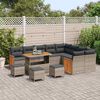 vidaXL Tuinbankenset met kussen 14 pcs Grijs poly rattan