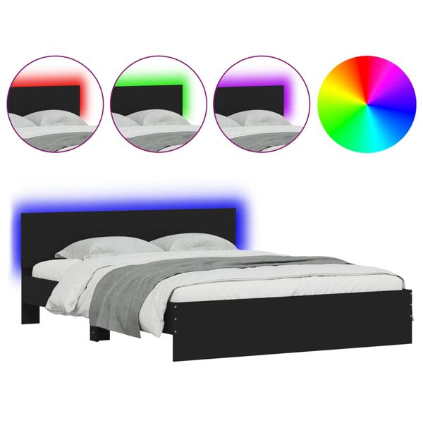 vidaXL Bedframe met LED zonder matras 150x200 cm zwart