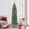 vidaXL Kunstmatige slanke kerstboom met 300 LED Groen en Wit 210 cm