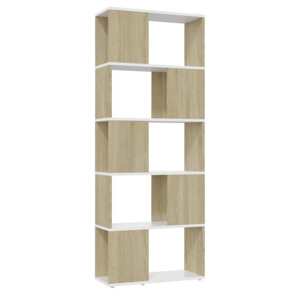 vidaXL Boekenkast/kamerscherm 60x24x155 cm wit en sonoma eikenkleurig