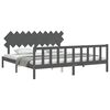 vidaXL Bedframe met hoofdbord massief hout grijs 200x200 cm