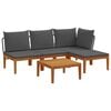 vidaXL 5 pcs Tuin Loungeset met Kussens Massief acaciahout & touw