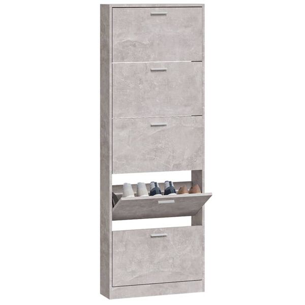 vidaXL Schoenenkast 59x17x169 cm bewerkt hout betongrijs
