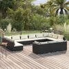 vidaXL 13-delige Loungeset met kussens poly rattan zwart