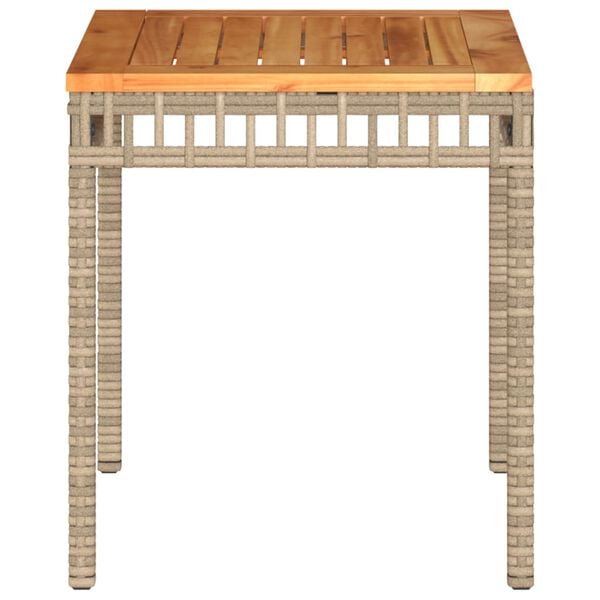 vidaXL Tuintafel 38x38x42 cm poly rattan en acaciahout gemengd beige