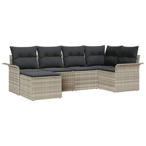 vidaXL Tuin Sofa Set met opslag 6 pcs Lichtgrijs poly rattan