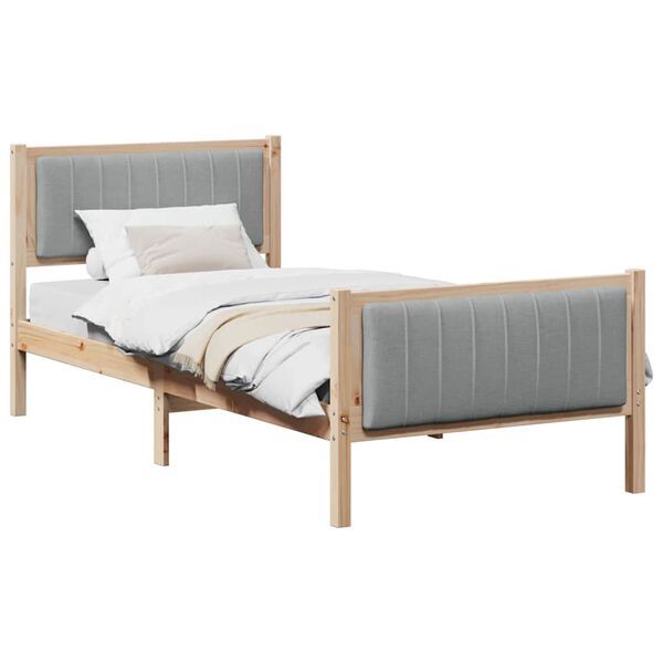 vidaXL Bedframe Bruin en lichtgrijs 90 x 190 cm Massief grenenhout