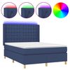 vidaXL Boxspring met matras en LED stof blauw 140x190 cm