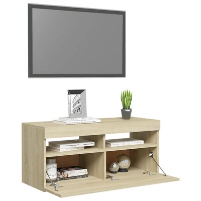 vidaXL Tv-meubel met LED-verlichting 90x35x40 cm sonoma eikenkleurig