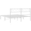 vidaXL Bedframe met hoofdbord metaal wit 135x190 cm