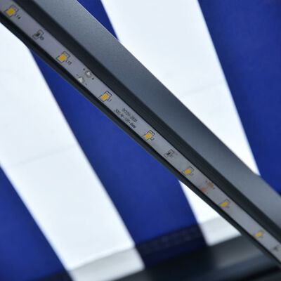 vidaXL Luifel met windsensor en LED 300x250 cm blauw en wit