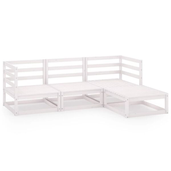 vidaXL 4-delige Loungeset massief grenenhout wit