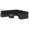 vidaXL 11-delige Loungeset met kussens poly rattan zwart