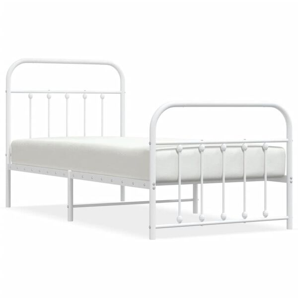 vidaXL Bedframe met hoofd- en voeteneinde metaal wit 90x190 cm
