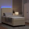 vidaXL Boxspring bed met matras met LED Cr&egrave;me 90 x 190 cm Stof
