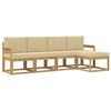 vidaXL Buiten bankenset met kussen 5 pcs Wit en Beige