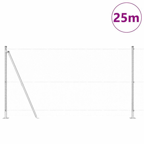 vidaXL Afrasteringspaal Zilver 25 x 1,2 m (25 mm gaas) Staal