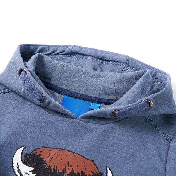 Kindertrui met capuchon 116 gem&ecirc;leerd blauw