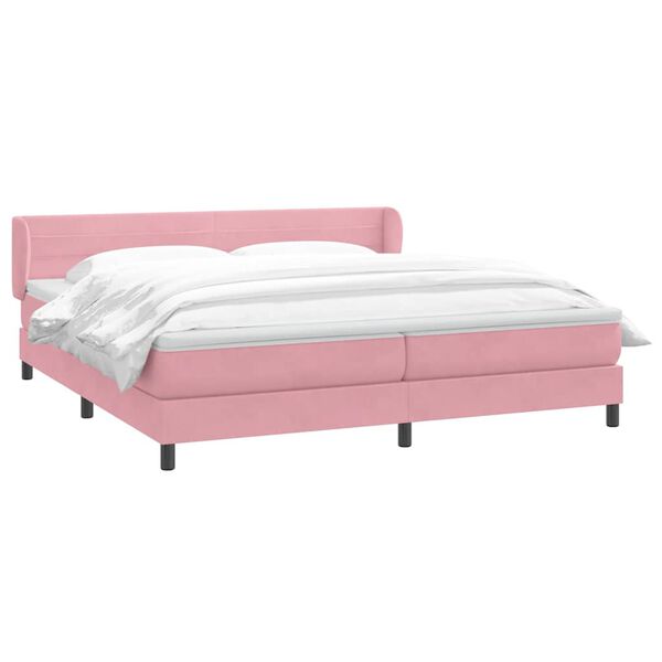 vidaXL Boxspring met matrassen fluweel roze 180x210 cm