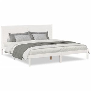 vidaXL Bedframe extra lang zonder matras massief hout wit 200x210 cm