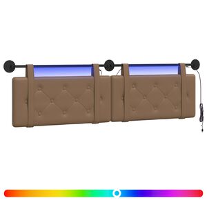 vidaXL Hangend hoofdbord Met LED-verlichting Cappuccino Kunstleer