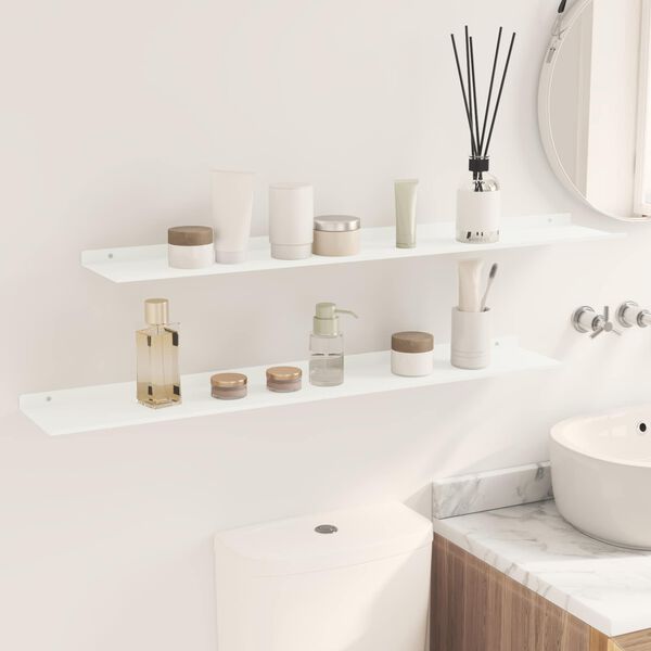 vidaXL Drijvende plank 2 pcs Wit 100 x 18 x 2,5 cm Staal