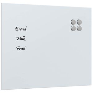 vidaXL Magneetbord voor aan de wand 60x50 cm gehard glas wit
