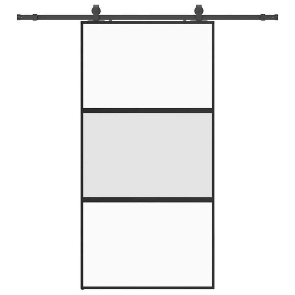 vidaXL Schuifdeur met beslagset 102,5x205 cm gehard glas zwart