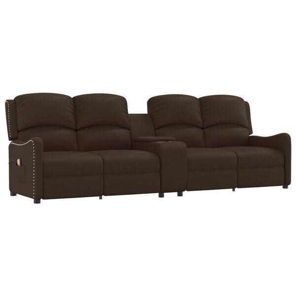 vidaXL Massagestoel 4-zits verstelbaar bekerhouders kunstleer bruin