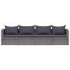 vidaXL 4-delige Loungeset met kussens poly rattan grijs
