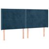vidaXL Hoofdbord met randen 163x16x118/128 cm fluweel donkerblauw