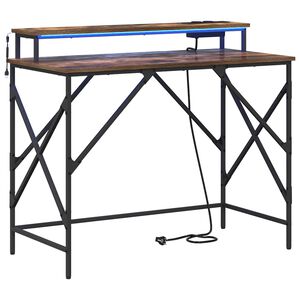 vidaXL Bureau Gerookt eiken 100 x 50 x 86,5 cm Bewerkt hout