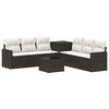 vidaXL Bankstel 8 st Zwart en Cream Wit Poly Rattan en Staal