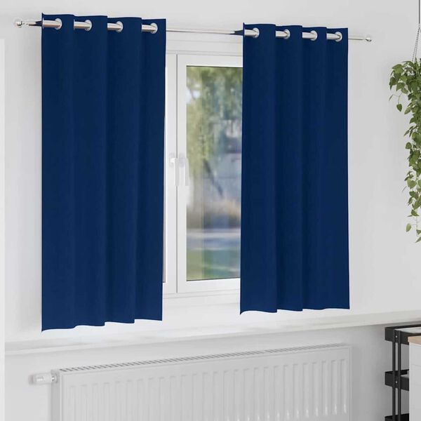 vidaXL Zwart-out Gordijnen met Ringen 2 pcs Donkerblauw 175 x 140 cm