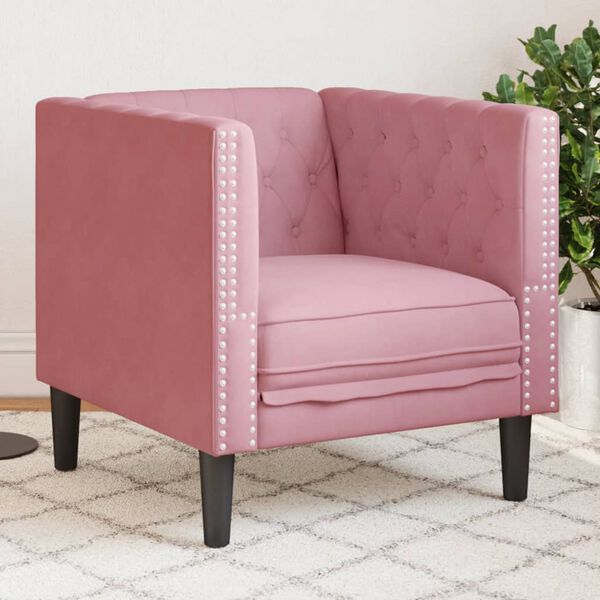 vidaXL Fauteuil Chesterfield-stijl fluweel roze