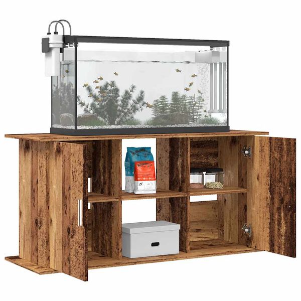 vidaXL Aquariumstandaard 121x41x58 cm bewerkt hout oud houtkleurig