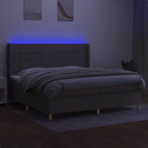 vidaXL Boxspring met matras en LED stof taupe 200x200 cm