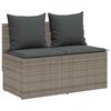 vidaXL 3-delige Tuinset met kussens poly rattan grijs