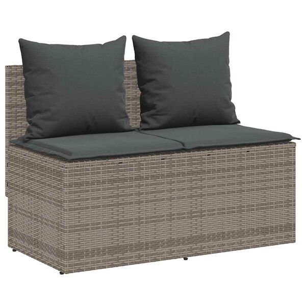vidaXL 3-delige Tuinset met kussens poly rattan grijs