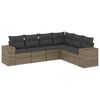 vidaXL 6-delige Loungeset met kussens poly rattan grijs