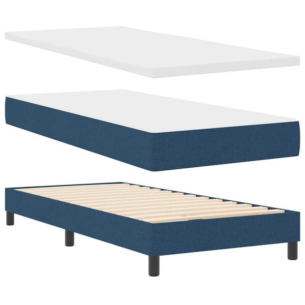 vidaXL Boxspringbed met matras met hoofdeinde Blauw 90 x 200 cm Stof