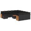 vidaXL 13-delige Loungeset met kussens poly rattan zwart