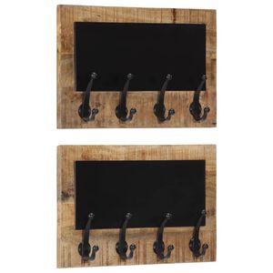 vidaXL Wandkapstokken 2 st met 4 haken massief mangohout