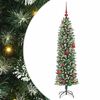 vidaXL Kunstmatige slanke kerstboom Groen en Wit 150 cm