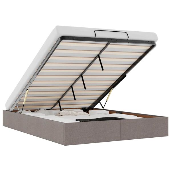 vidaXL Bedframe zonder matras 140x200 cm stof taupe